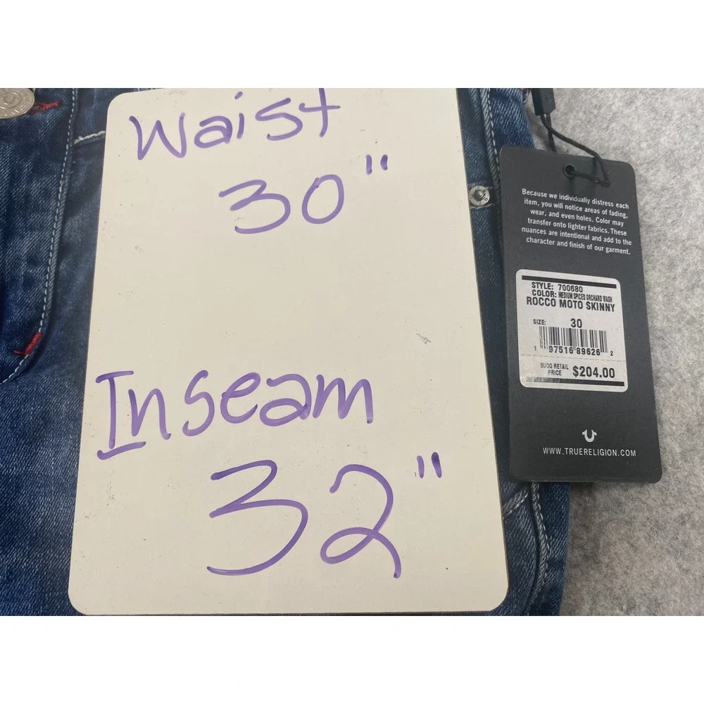 True Religion Rocco Moto Jeans Spiced Orchard Wash Mens 30x32 NWT